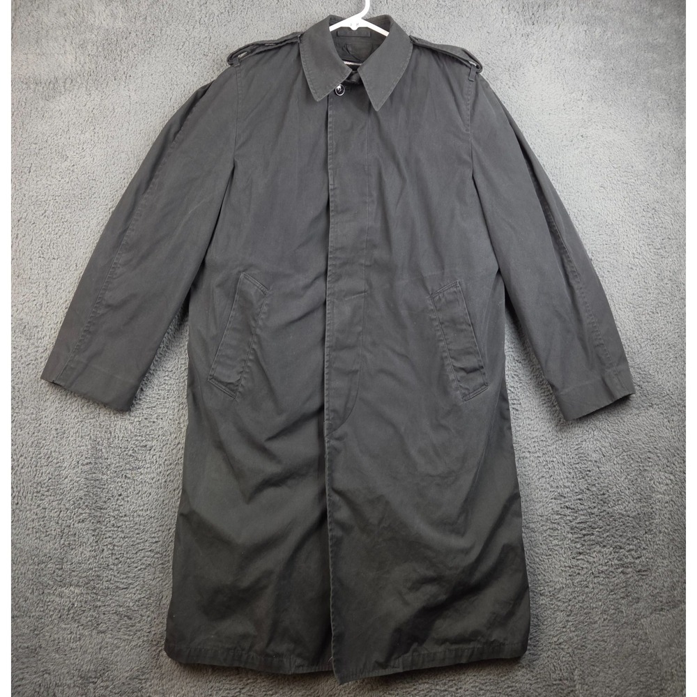 Vintage 1984 US Navy All Weather Coat 36R Black Removable Liner Military USA